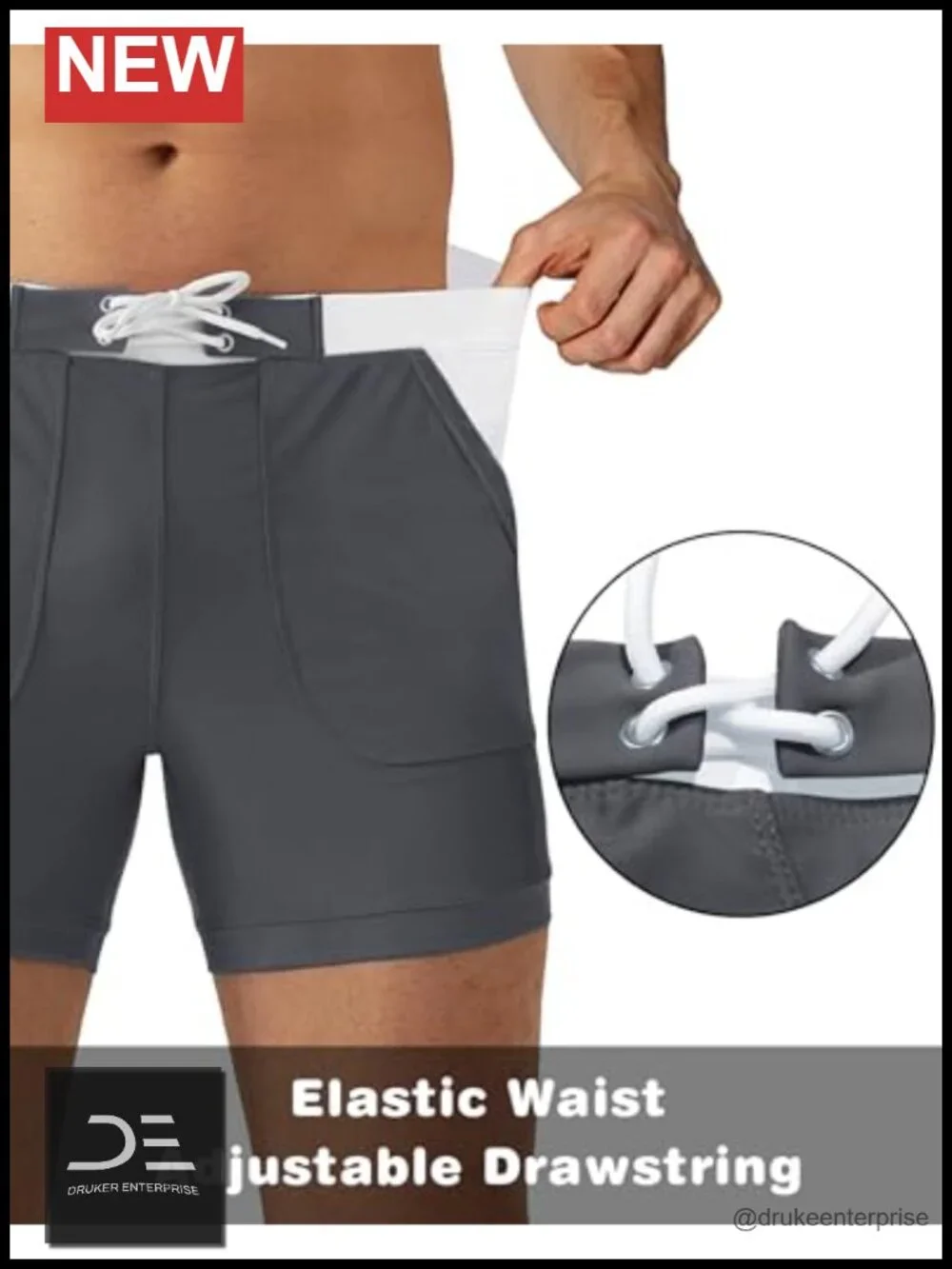 Men's Swim Trunks Solid Basic Quick-Dry Long Sport Trunks Board Shorts with